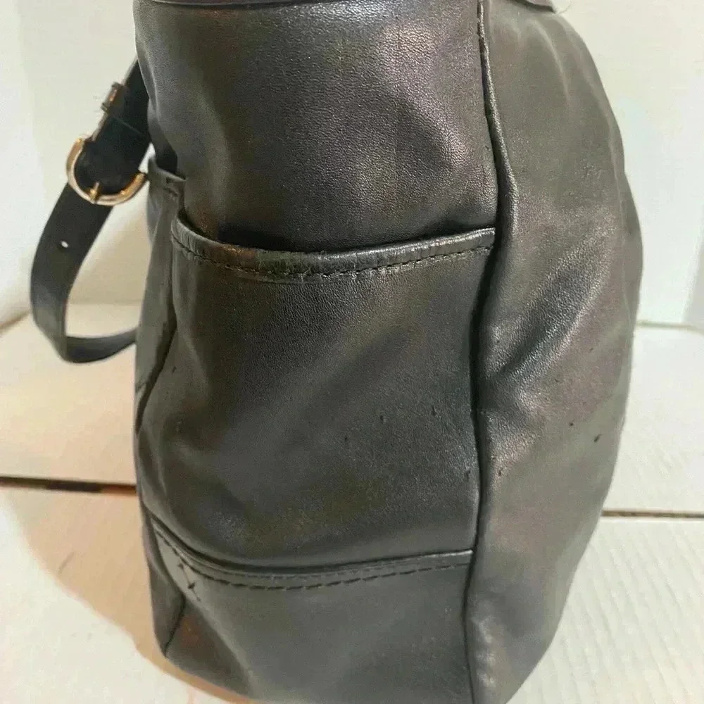 Coach black leather satchel handbag